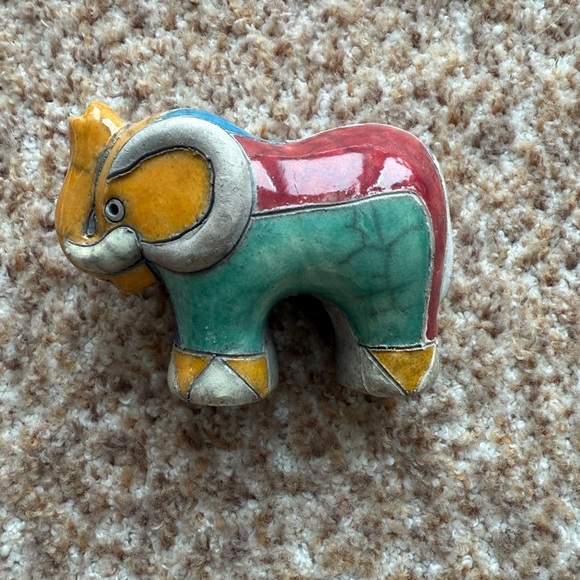 Colorful Ceramic Elephant Figurine - Picture 1 of 3